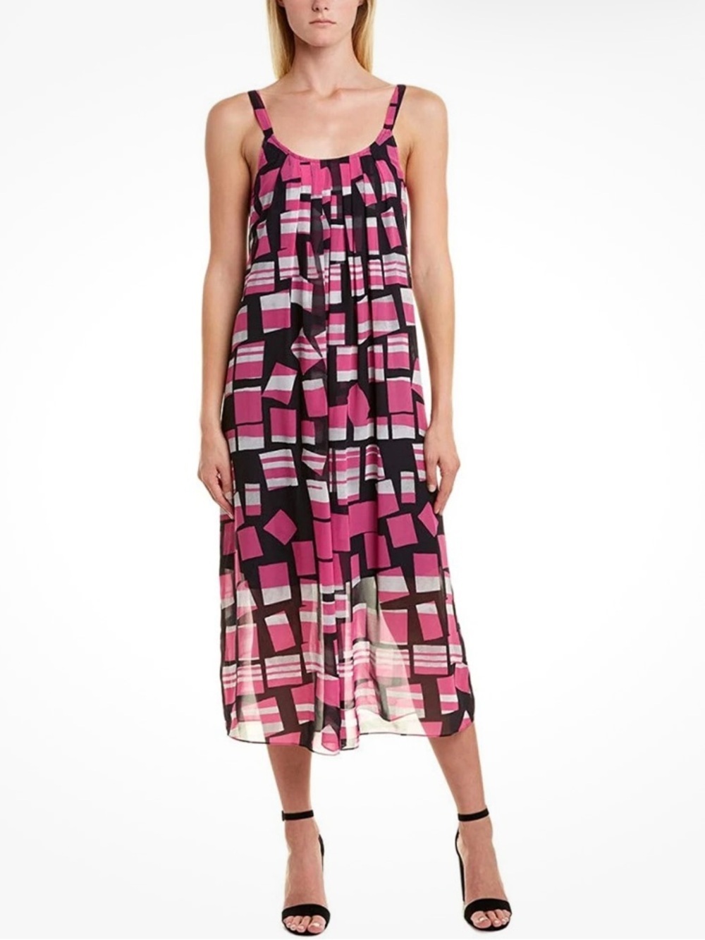 NIC+ZOE Multi-Color Geometric Sleeveless Midi Dress